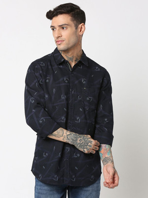Spykar Men Printed Casual Blue Shirt