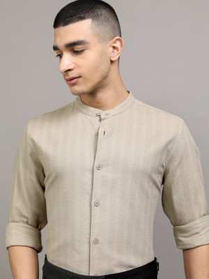 HIGHLANDER Men Self Design Casual Beige Shirt