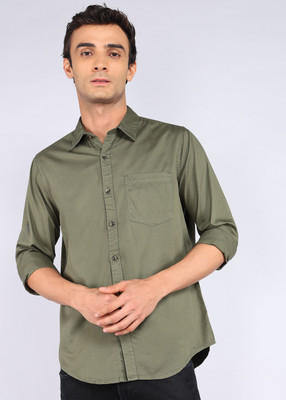 WROGN Men Solid Casual Green Shirt