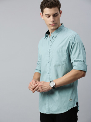 Roadster Men Solid Casual Blue Shirt
