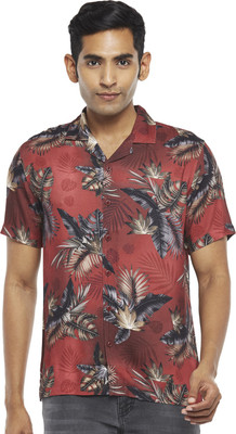 PEOPLE Men Printed Casual Maroon Shirt