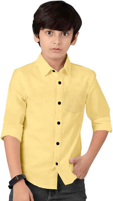 Glusic Trends Boys Solid Casual Yellow Shirt