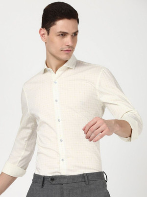 PETER ENGLAND Men Printed Casual Yellow Shirt