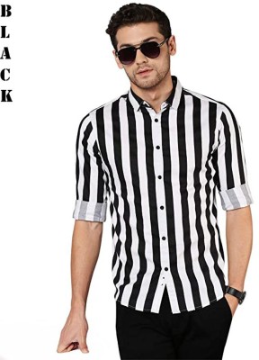 Niyaa Creation Men Striped Formal White Shirt