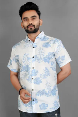 Vedamenterprise Men Printed Casual White, Blue Shirt