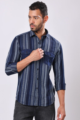 Stylox Men Solid Casual Blue Shirt