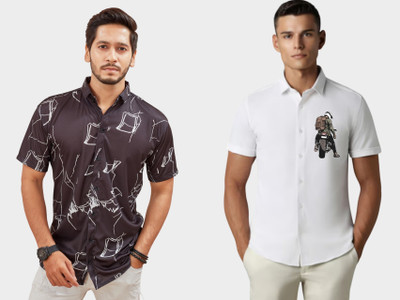 Emporium Men Printed Casual Black Shirt(Pack of 2)