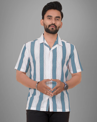 METRONAUT Men Striped Casual Grey, White Shirt