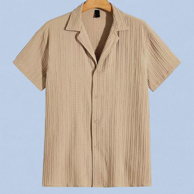 NitaCollection Men Solid Casual Gold Shirt