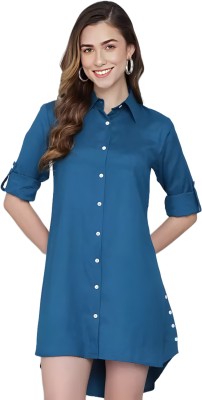 AMORE CREATIONS Women Solid Casual Blue Shirt