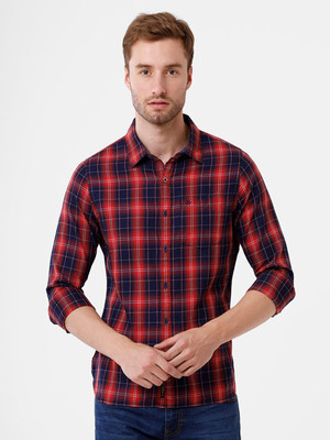 WROGN Men Checkered Casual Dark Blue, Red, White Shirt