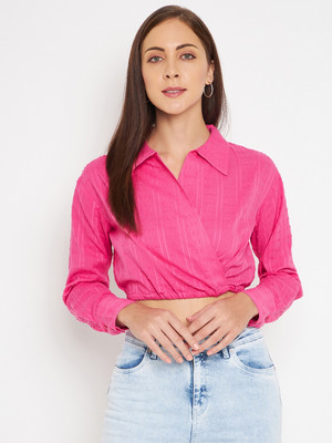 CAMLA Women Solid Casual Pink Shirt
