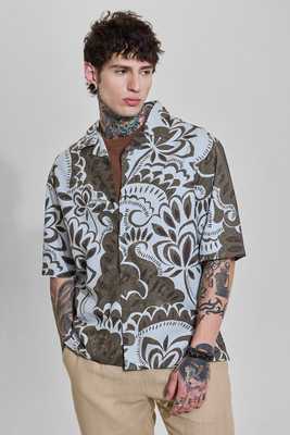 Snitch Men Floral Print Casual Brown Shirt