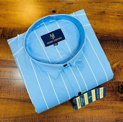 Hems trends Men Self Design Casual Light Blue Shirt