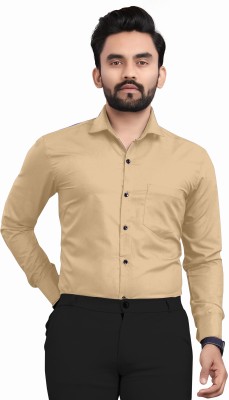 RUDHAARI Men Solid Formal Gold Shirt