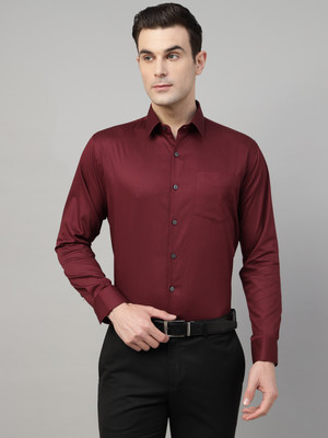 Hancock Men Solid Formal Maroon Shirt