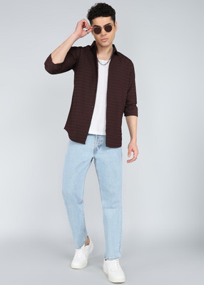 DISHANK CREATION Men Solid, Striped Formal Grey Shirt