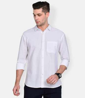 JessNX Men Solid Casual White Shirt