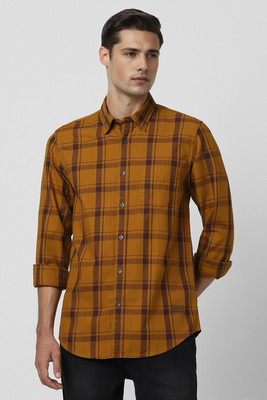 PETER ENGLAND Men Checkered Casual Yellow, Black Shirt