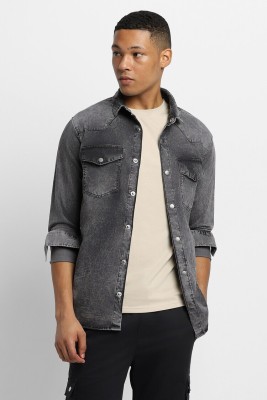 FOREVER 21 Men Solid Casual Grey Shirt