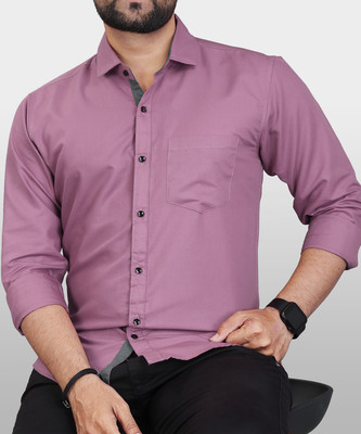 METRONAUT Men Solid Casual Purple Shirt