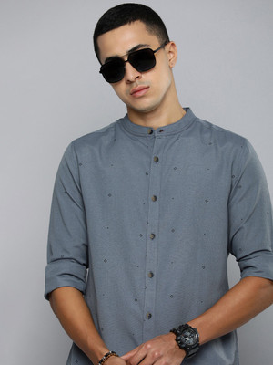 R.Code by The Roadster Life Co. Men Solid Casual Grey Shirt