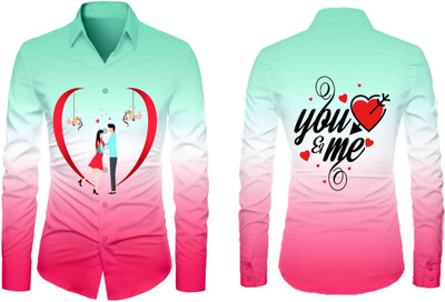 VMENTERPRISE Men Printed Casual Pink Shirt