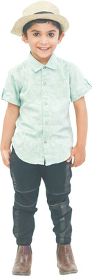 RBCLOTHING Boys Solid Casual Light Green Shirt