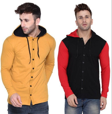 Money Leaf Men Solid Casual Multicolor Shirt(Pack of 2)