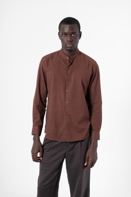 Sanskrutihomes Men Solid Casual Brown Shirt