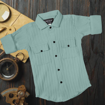 Zans & mens Boys Self Design Casual Blue Shirt