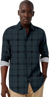 TANISHA FASHION Men Checkered Casual Dark Green Shirt