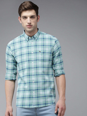 THE BEAR HOUSE Men Checkered Casual Green Shirt