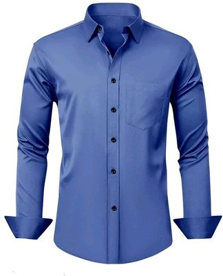 UNNATI TRENDS Men Solid Formal Blue Shirt