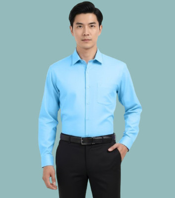 GAINELL Men Solid Formal Light Blue Shirt