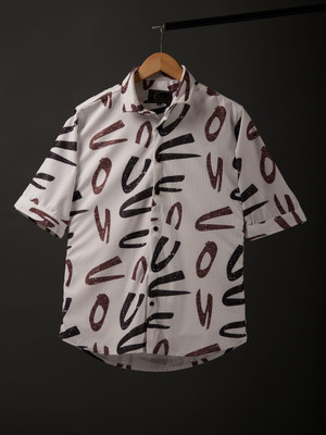 Lovingvibe Creation Men Printed Casual Maroon Shirt