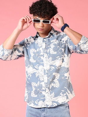 V-MART Men Printed Casual Blue Shirt