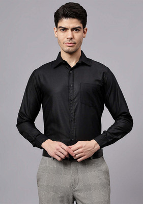 LENIA Men Solid Formal Black Shirt