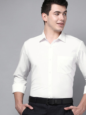 KNRO FAB Men Solid Formal White Shirt