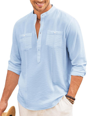 MACSIVO Men Solid Straight Kurta(Light Blue)