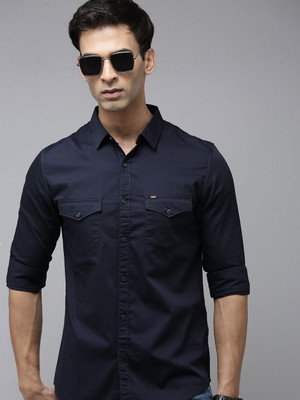 Spykar Men Striped Casual Blue Shirt