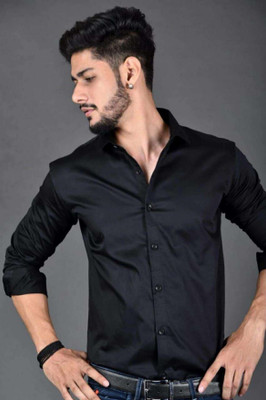 SOUNDRYAFABRIC Men Solid Casual Black Shirt