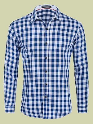 nobel fab Men Checkered Casual Blue Shirt