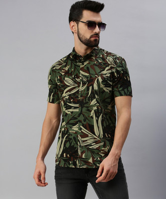SHOWOFFFF Men Printed Casual Green Shirt