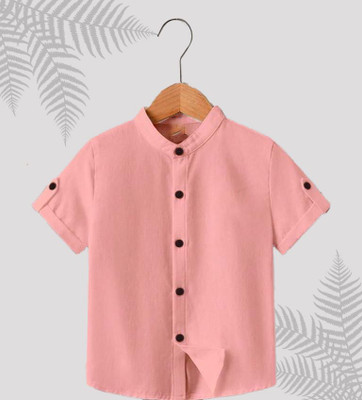 RUTABO Boys Solid Casual Orange Shirt