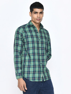 PASSPORT Men Checkered Casual Green, Blue Shirt