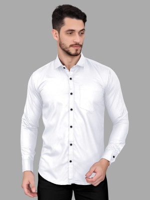 GAZZY CREATION Men Solid Casual White Shirt