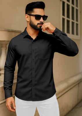 AITAVIKOVERSEAS Men Solid Casual Black Shirt