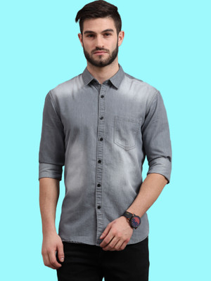 Regrowth Men Solid Casual Grey Shirt