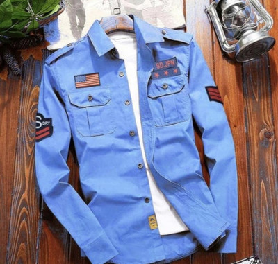 TradeHub Men Solid Casual Light Blue Shirt